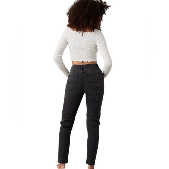 American Eagle Outfitters Mom Jean in Black Wash Charcoal Grey Size 8 - Picture 3 of 11
